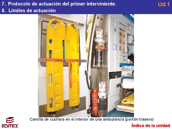 Ud. 1 7. Protocolo de actuación del primer interviniente. 8. Límites de actuación Camilla