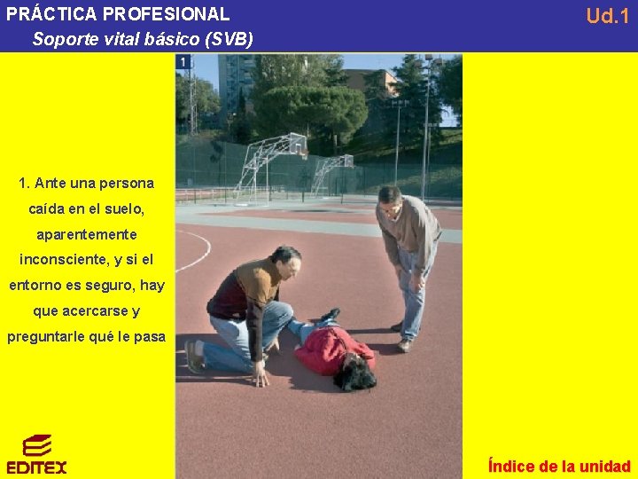 PRÁCTICA PROFESIONAL Soporte vital básico (SVB) Ud. 1 1. Ante una persona caída en