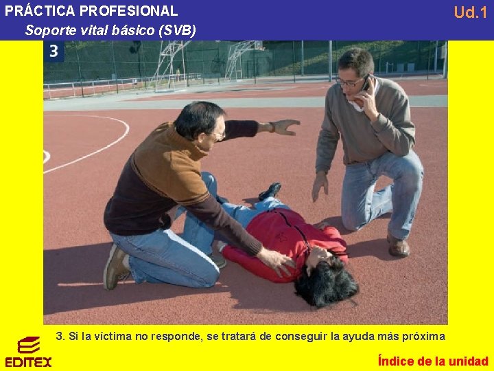 Ud. 1 PRÁCTICA PROFESIONAL Soporte vital básico (SVB) 3. Si la víctima no responde,