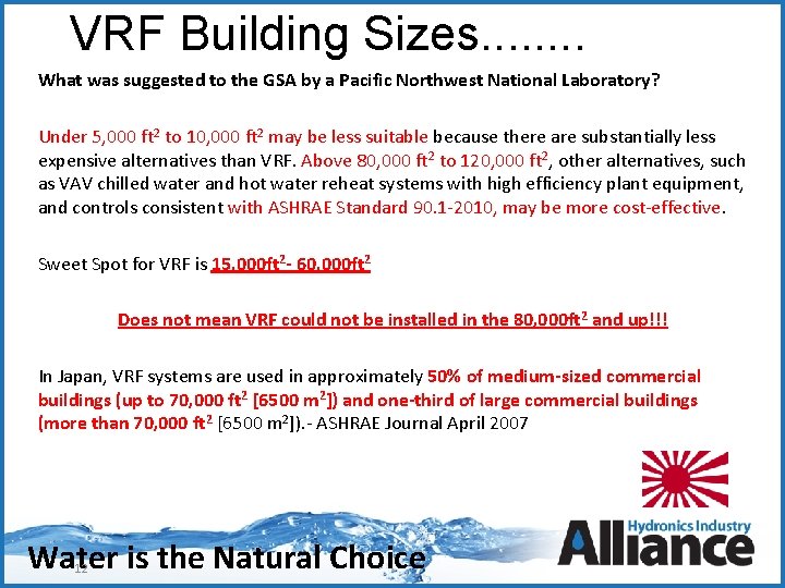  VRF Building Sizes. . . . What was suggested to the GSA by