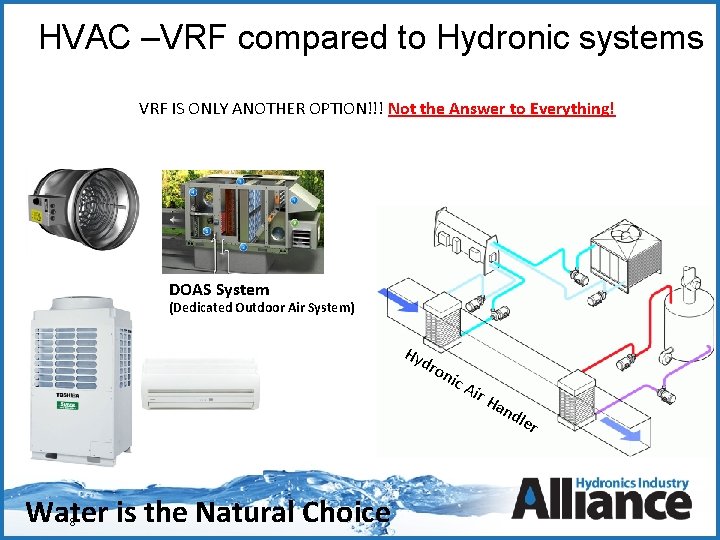 HVAC –VRF compared to Hydronic systems VRF IS ONLY ANOTHER OPTION!!! Not the Answer