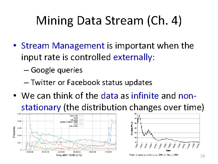Mining Data Stream (Ch. 4) • Stream Management is important when the input rate