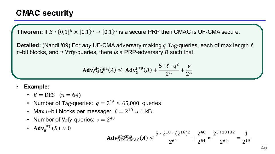 CMAC security 45 