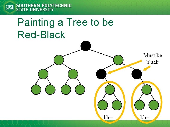 Painting a Tree to be Red-Black Must be black bh=1 