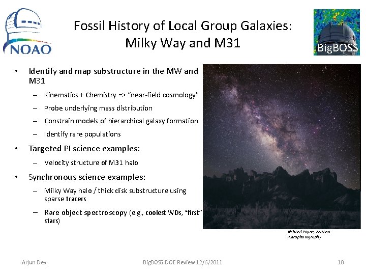 Fossil History of Local Group Galaxies: Milky Way and M 31 • Big. BOSS