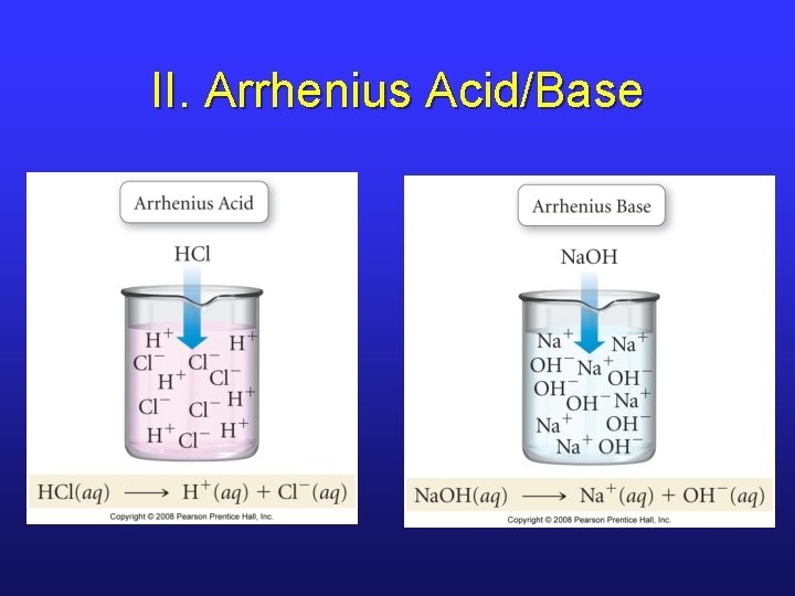 II. Arrhenius Acid/Base 