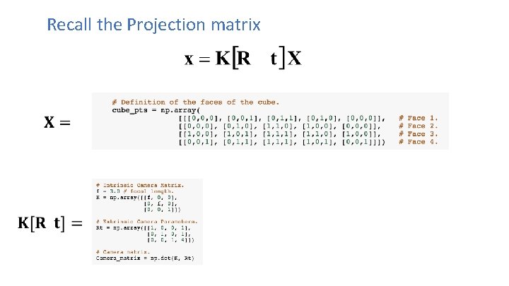 Recall the Projection matrix 