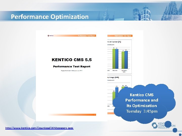 Performance Optimization Kentico CMS Performance and Its Optimization Tuesday 3: 45 pm http: //www.