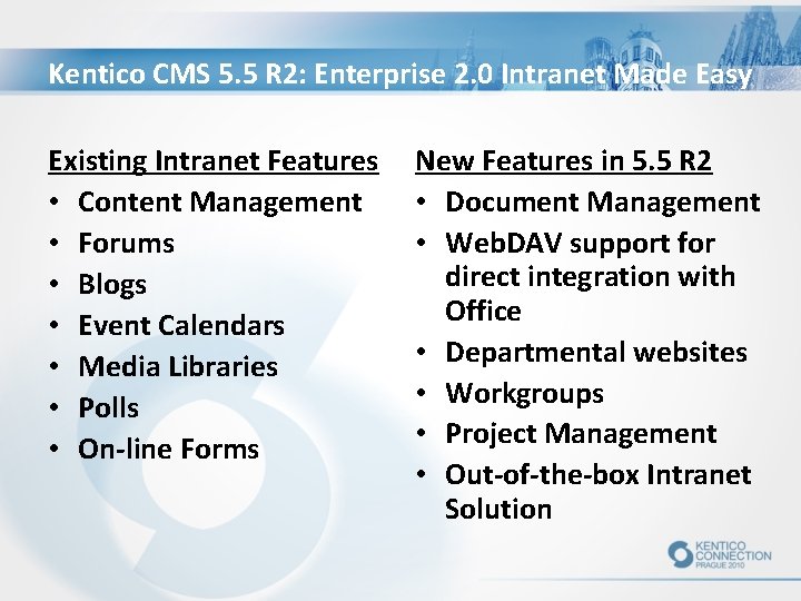 Kentico CMS 5. 5 R 2: Enterprise 2. 0 Intranet Made Easy Existing Intranet