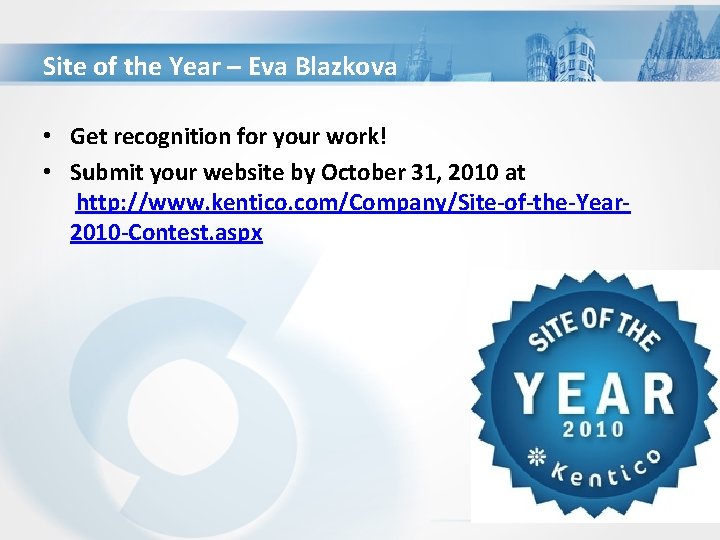 Site of the Year – Eva Blazkova • Get recognition for your work! •