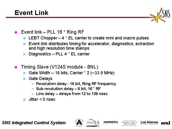 Event Link l Event link – PLL 16 * Ring RF » LEBT Chopper