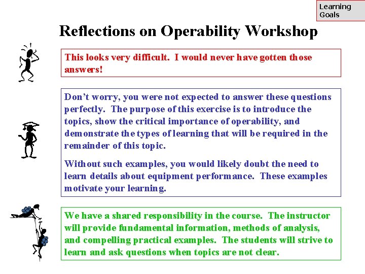 Learning Goals Reflections on Operability Workshop This looks very difficult. I would never have