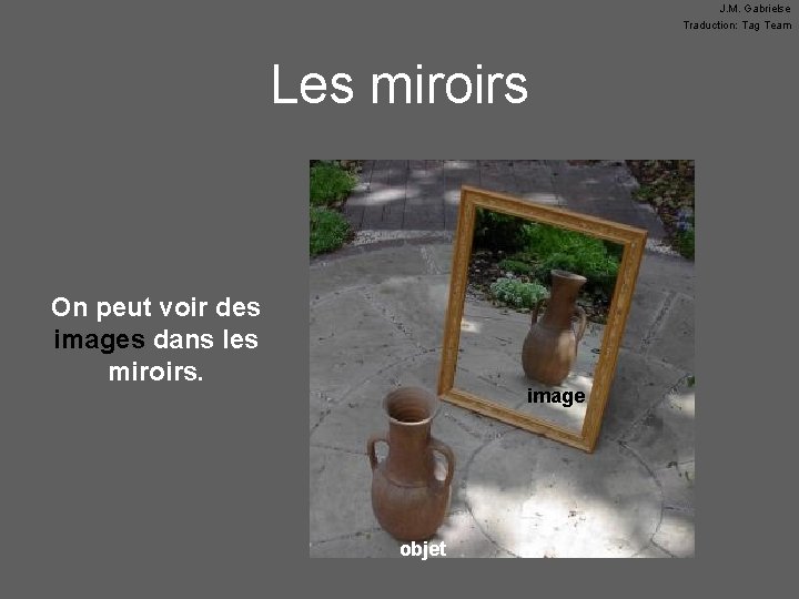 J. M. Gabrielse Traduction: Tag Team Les miroirs On peut voir des images dans