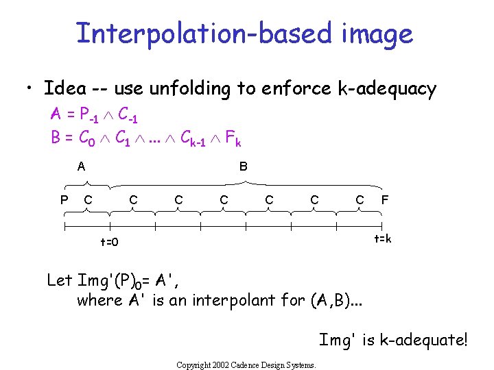 Interpolation-based image • Idea -- use unfolding to enforce k-adequacy A = P-1 Ù