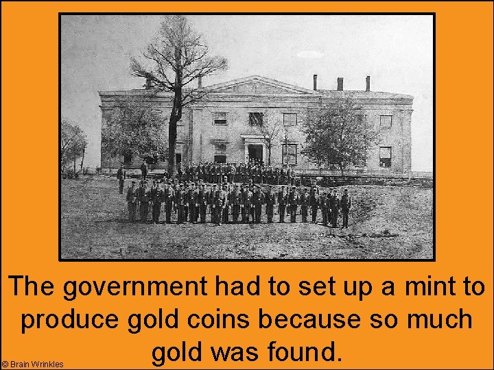 The government had to set up a mint to produce gold coins because so