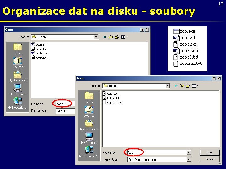 Organizace dat na disku - soubory 17 
