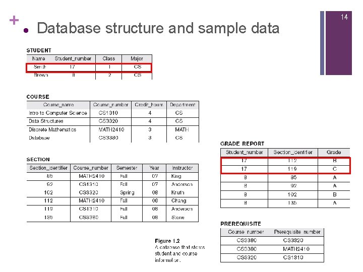 + l Database structure and sample data 14 
