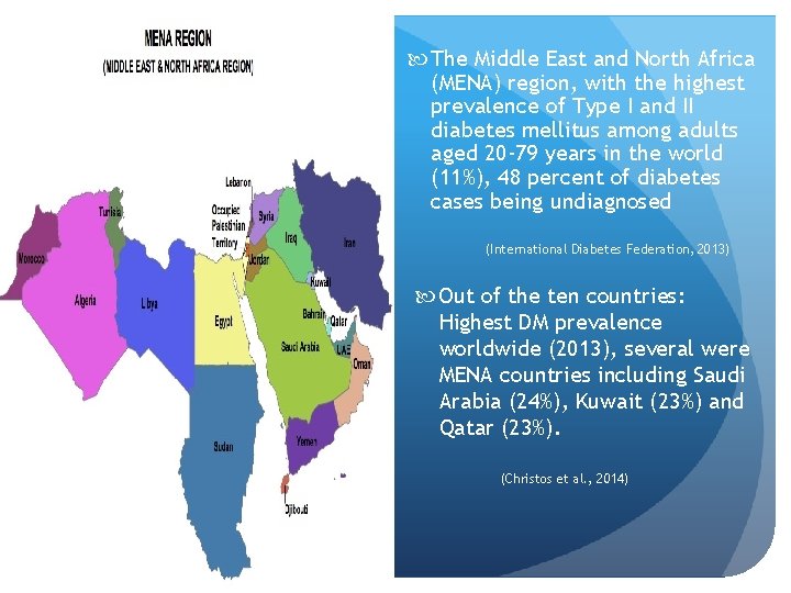  The Middle East and North Africa (MENA) region, with the highest prevalence of