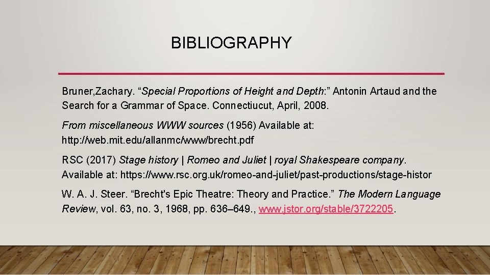  BIBLIOGRAPHY Bruner, Zachary. “Special Proportions of Height and Depth: ” Antonin Artaud and