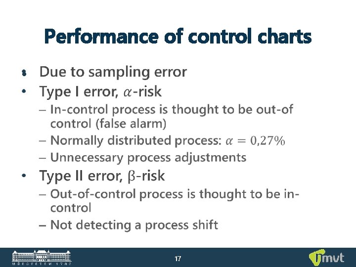 Performance of control charts • 17 