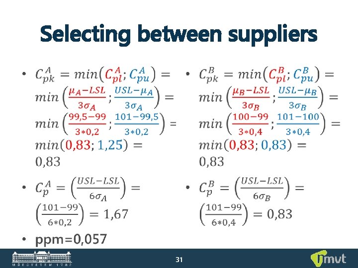 Selecting between suppliers • • 31 