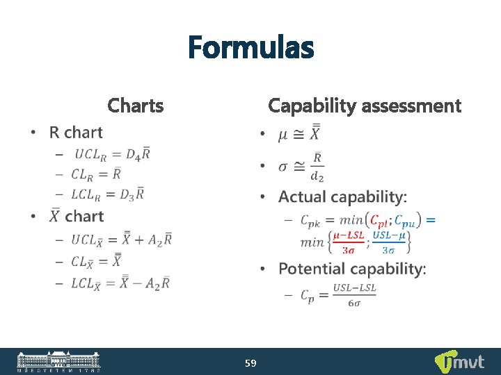 Formulas Charts Capability assessment • • 59 
