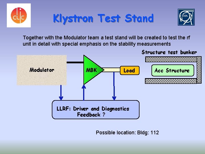 Klystron Test Stand Together with the Modulator team a test stand will be created
