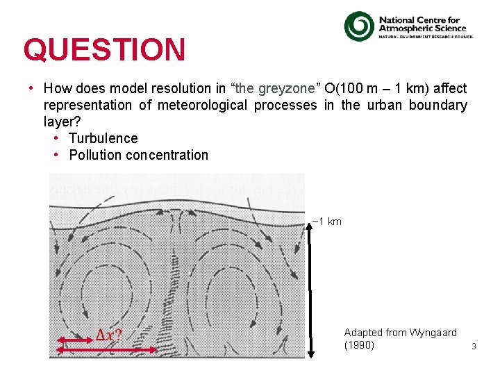 QUESTION • How does model resolution in “the greyzone” O(100 m – 1 km)