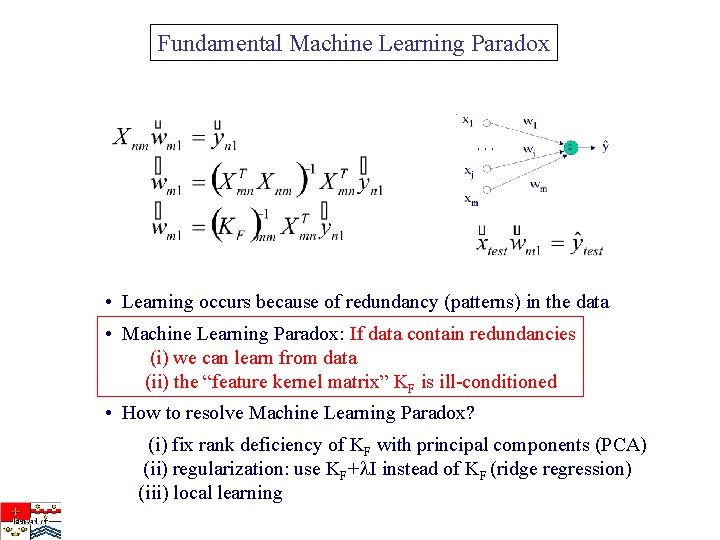 Fundamental Machine Learning Paradox • Learning occurs because of redundancy (patterns) in the data