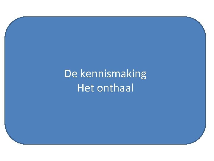 De kennismaking Het onthaal 