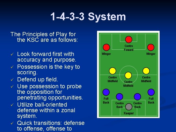 1 -4 -3 -3 System The Principles of Play for the KSC are as