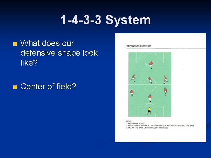 1 -4 -3 -3 System n What does our defensive shape look like? n