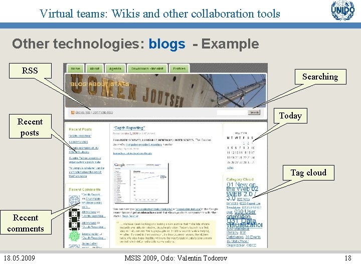 Virtual teams: Wikis and other collaboration tools Other technologies: blogs - Example RSS Searching