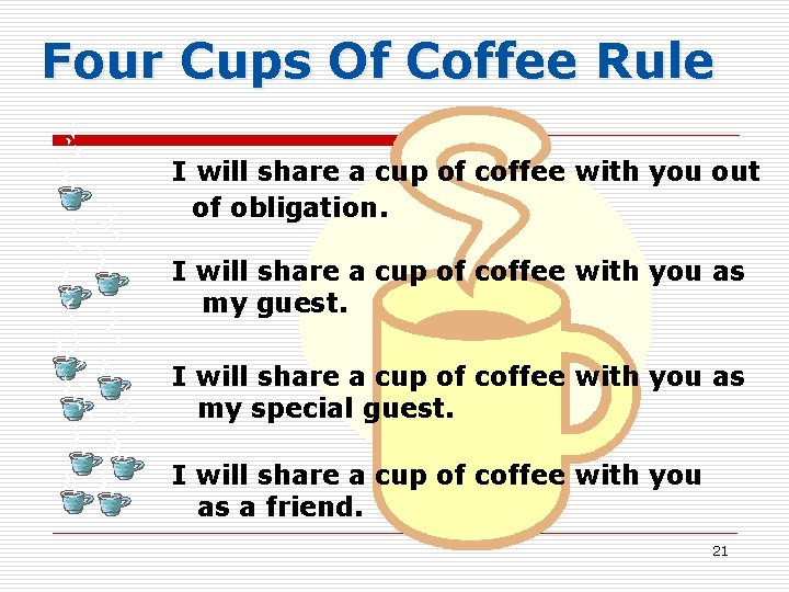 Four Cups Of Coffee Rule I will share a cup of coffee with you