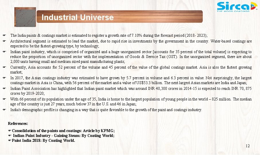 Industrial Universe The India paints & coatings market is estimated to register a growth