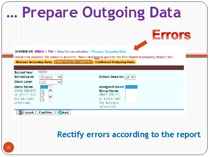 … Prepare Outgoing Data Rectify errors according to the report 26 