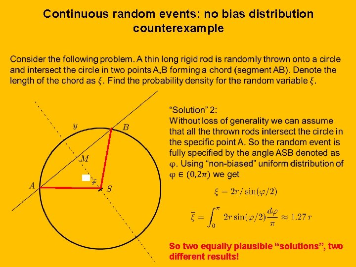 Continuous random events: no bias distribution counterexample So two equally plausible “solutions”, two different