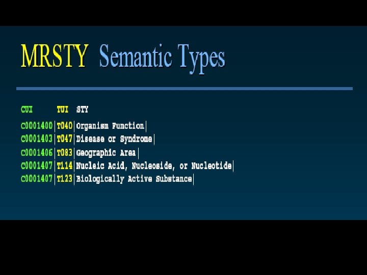 Semantic Type MRSTY Semantic Types 51 