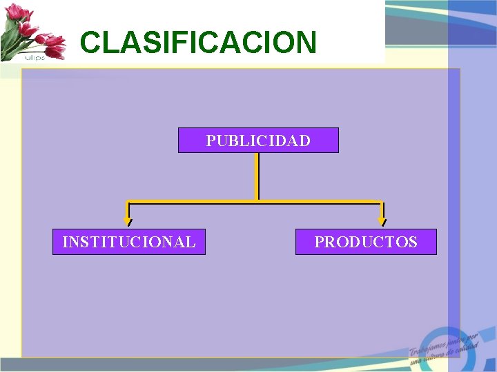 CLASIFICACION PUBLICIDAD INSTITUCIONAL PRODUCTOS 