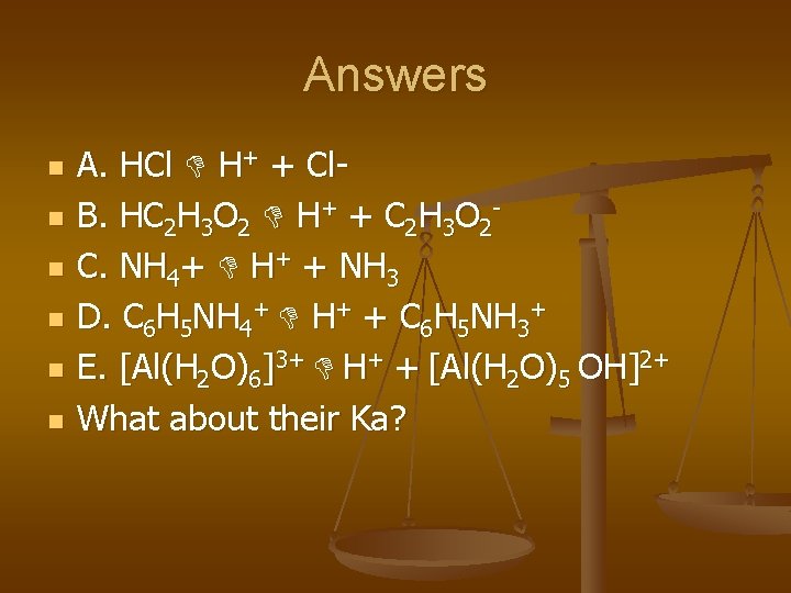 Answers n n n A. HCl H+ + Cl. B. HC 2 H 3
