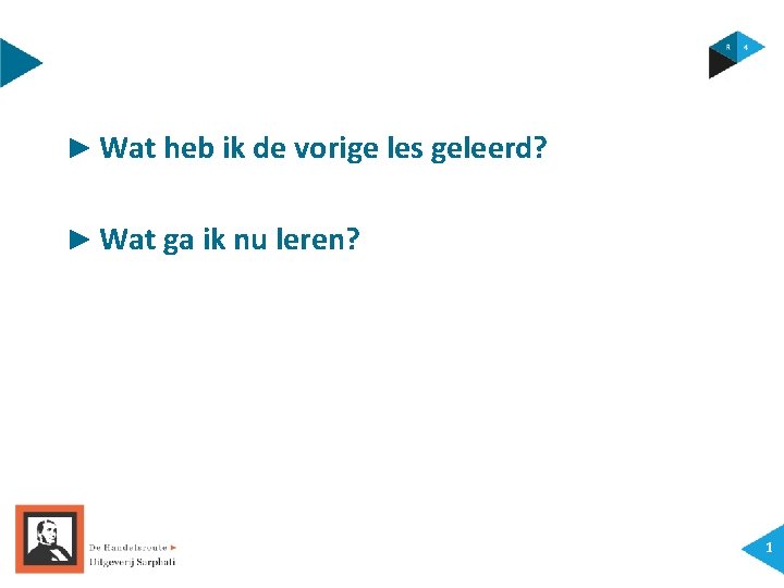 ► Wat heb ik de vorige les geleerd? ► Wat ga ik nu leren?