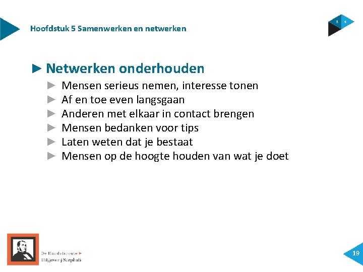 Hoofdstuk 5 Samenwerken en netwerken ► Netwerken onderhouden ► ► ► Mensen serieus nemen,