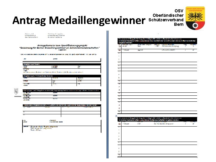 Antrag Medaillengewinner OSV Oberländischer Schützenverband Bern 