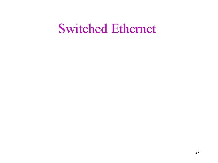 Switched Ethernet 27 