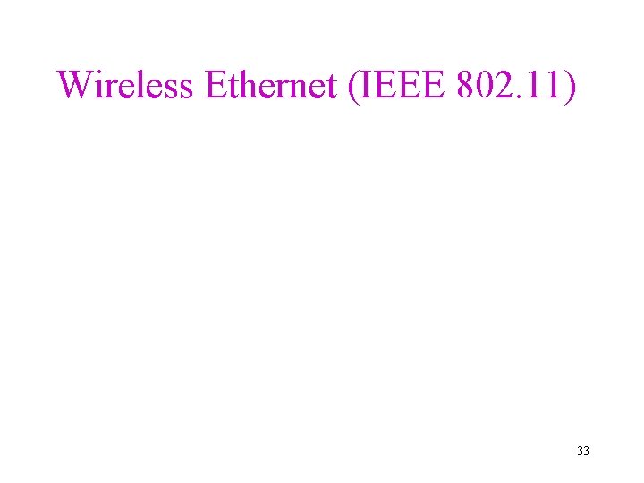 Wireless Ethernet (IEEE 802. 11) 33 