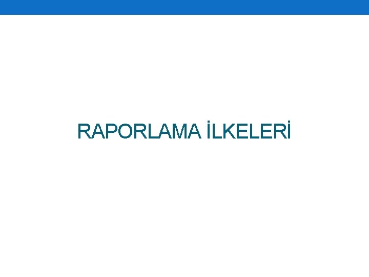 RAPORLAMA İLKELERİ 