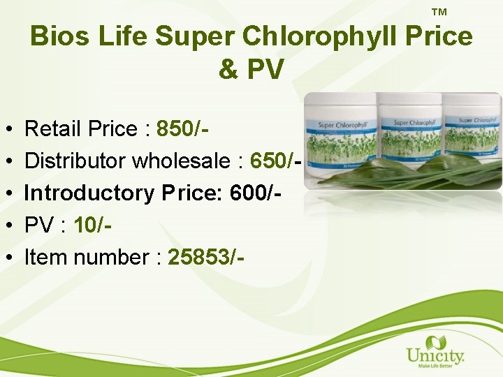 TM Bios Life Super Chlorophyll Price & PV • • • Retail Price :
