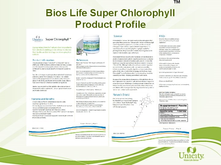 TM Bios Life Super Chlorophyll Product Profile 