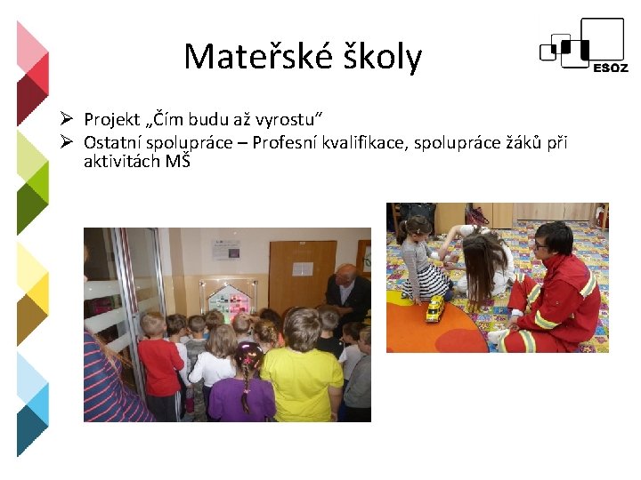 Mateřské školy Ø Projekt „Čím budu až vyrostu“ Ø Ostatní spolupráce – Profesní kvalifikace,