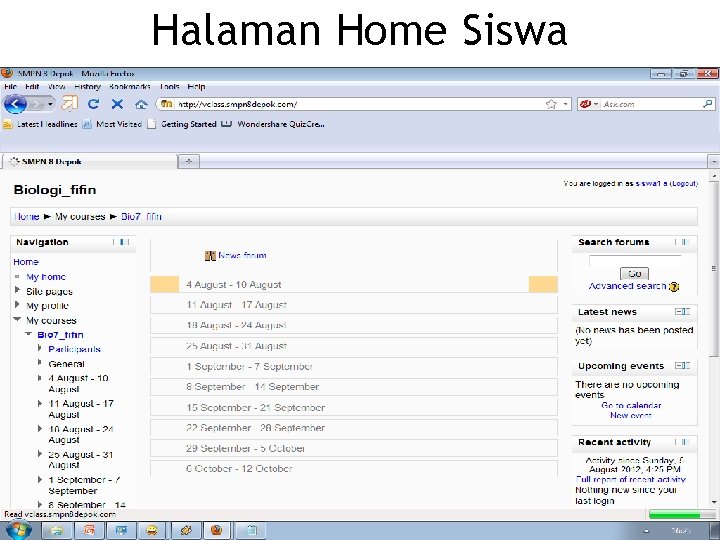 Halaman Home Siswa 